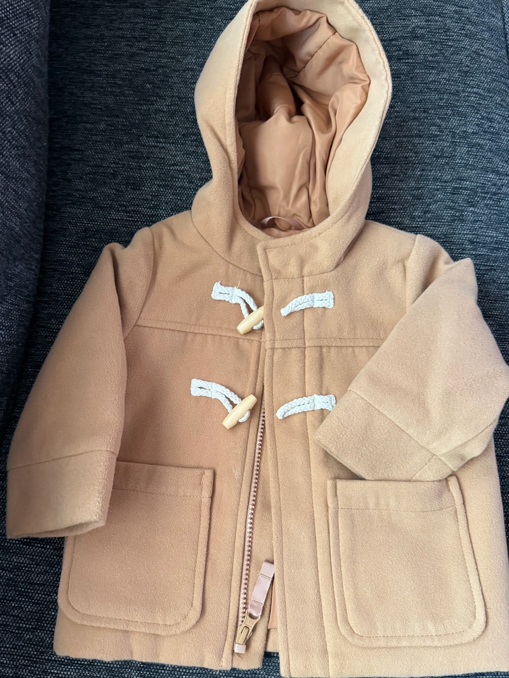 Cat & Jack Toddler Camel Hooded Pea Coat with Toggle Closures